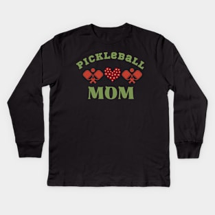 PICKLEBALL MAMA, HEART BALL AND PADDLE , cute for moms Kids Long Sleeve T-Shirt